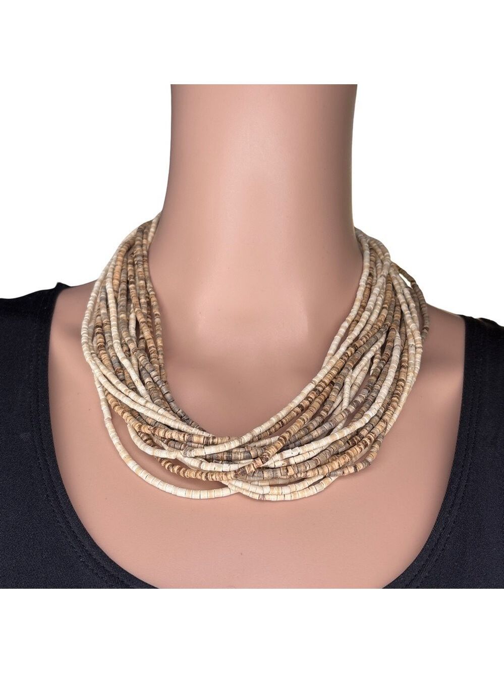 Chic Earthy Tone Multi-Strand Necklace